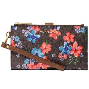 Michael Kors Floral Brown MK Print Wallet NWT in MK Gift Box